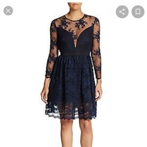 ABS Allen Schwartz Illusion A-line Dress-Navy Sz 4